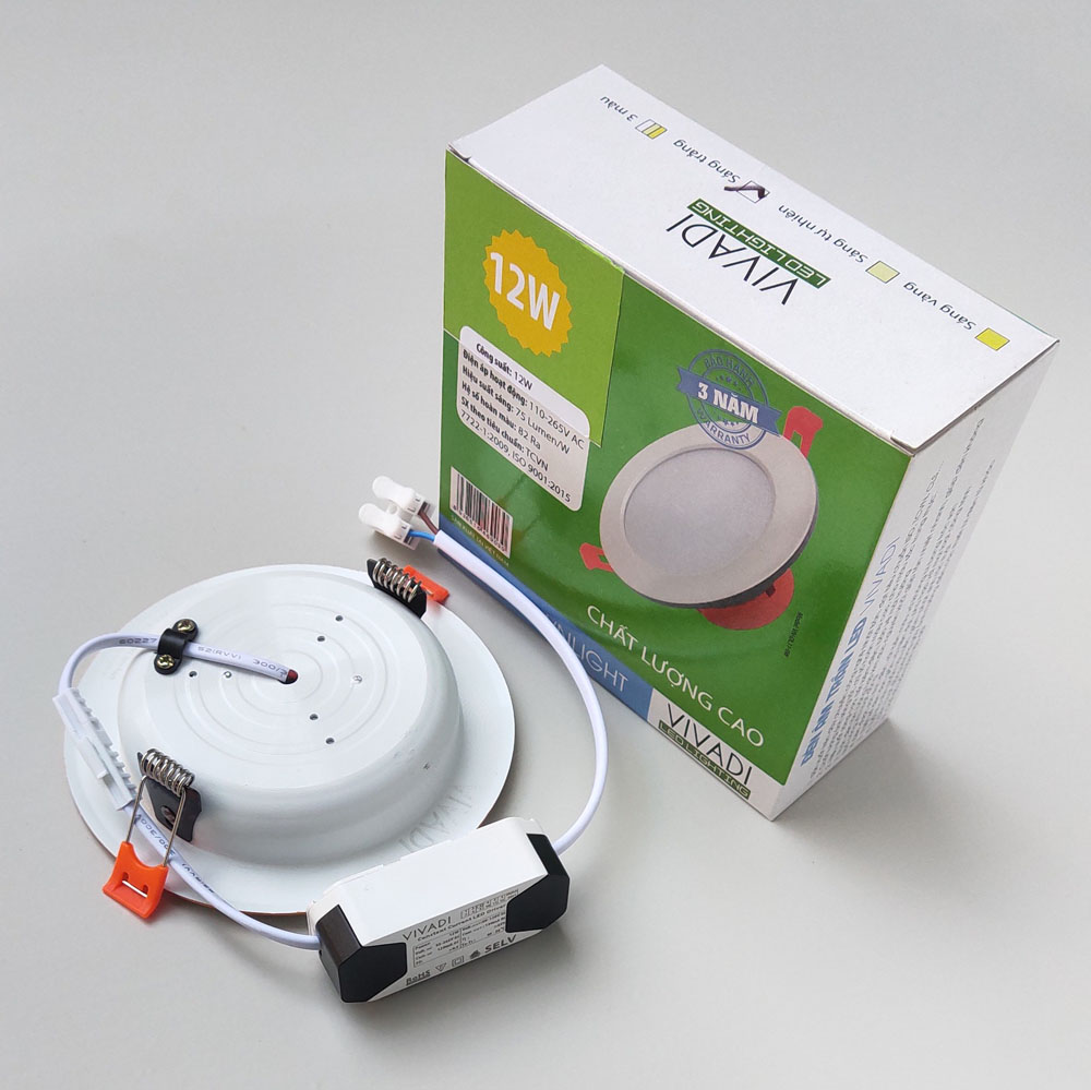 Âm trần mặt kính Downlight COB VIVADI 3 màu 10W siêu sáng