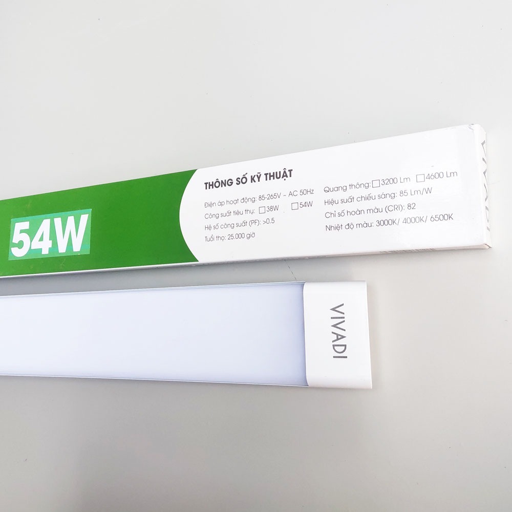 Đèn tuýp (typ, tip) bán nguyệt vuông 3 dải led VIVADI 54W siêu sáng chất lượng cao bền bỉ giá rẻ